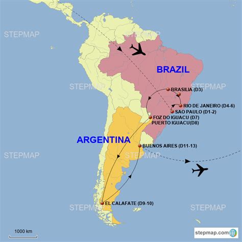 argentina and brazil map